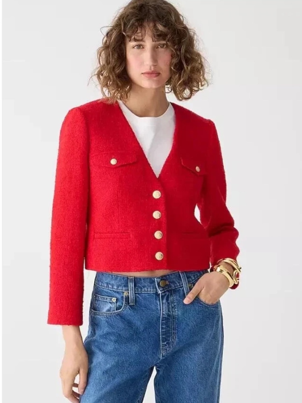 J. Crew Lady Jacket Maritime Tweed Festival Blazer Red 00